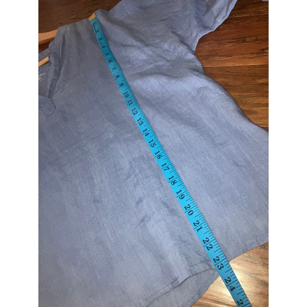 KYLA SEO 100% Linen Popover Top Blouse Blue Size Large L HANDMADE BOXY LAGENLOOK - Picture 8 of 8